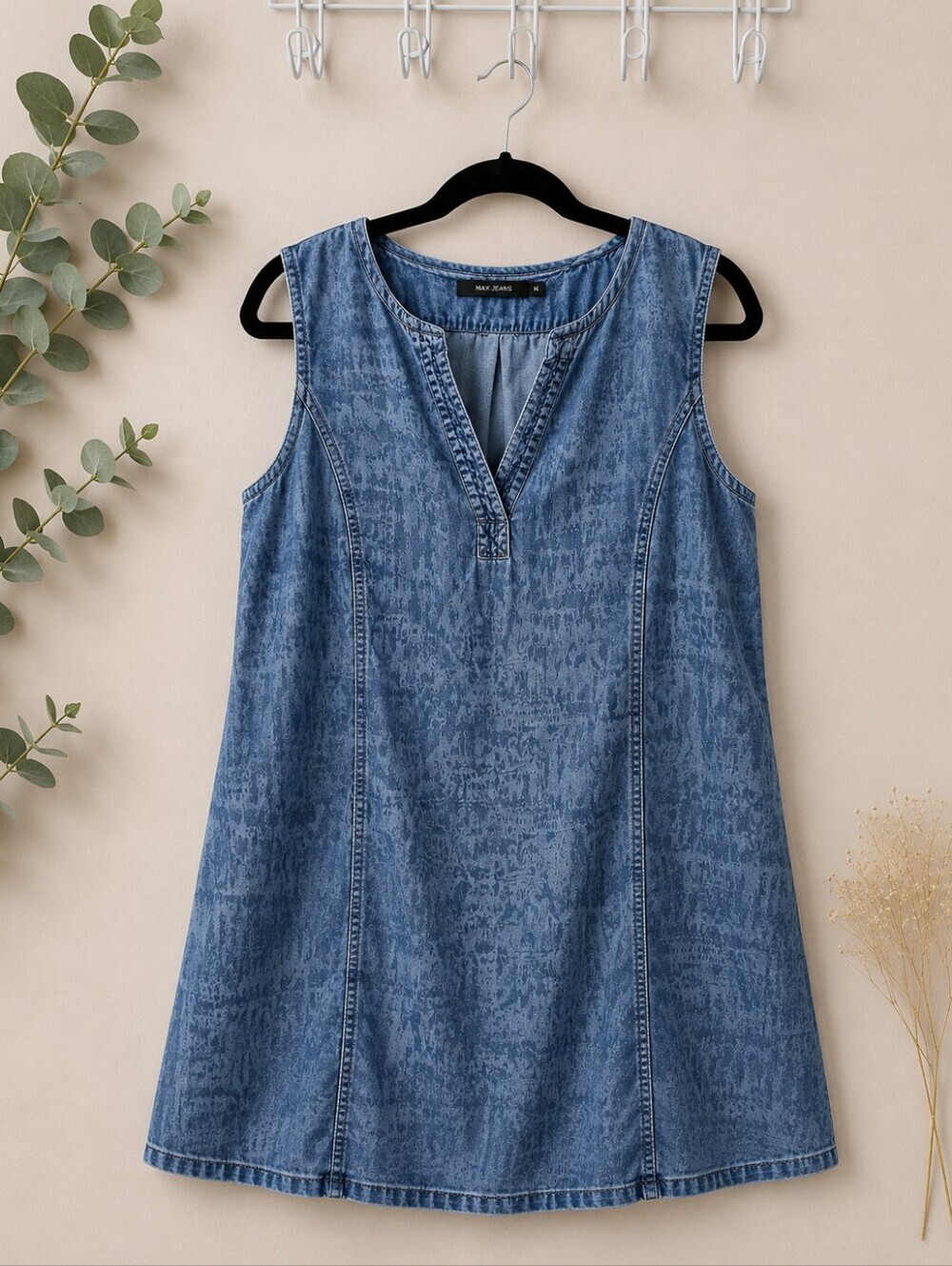 Max Jeans 100% Tencel Blue Sleeveless Mini Dress M